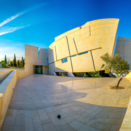 נוף פנורמי של מוזיאון ישראל, המציג את עיצובו האדריכלי הייחודי